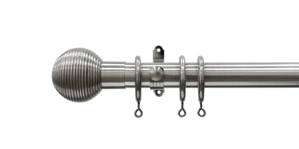 Apollo 35mm Antique Silver Reeded Ball Finials
